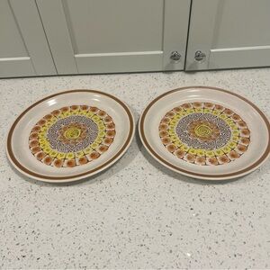 Vintage FUJI STONE Maya Dinner Plates - Set of 2 -Stoneware Oven to Table 10.5"